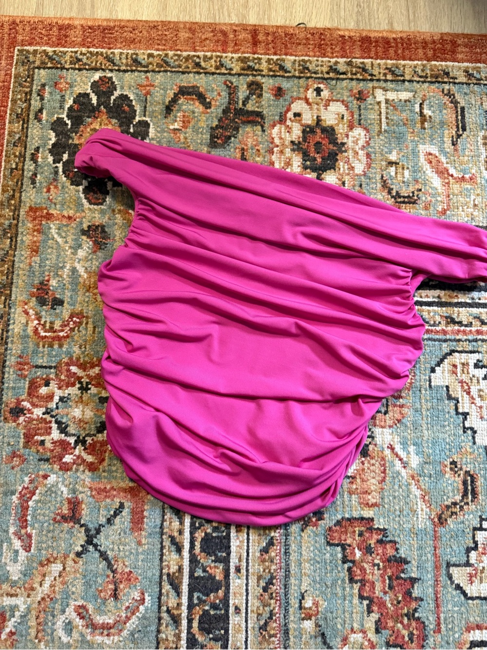 Forever 21 Pink Off-Shoulder Ruched Crop Top
